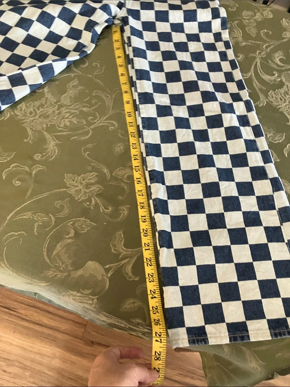 Old Navy Kids Checkerboard baggy wide leg Jeans - Navy & White